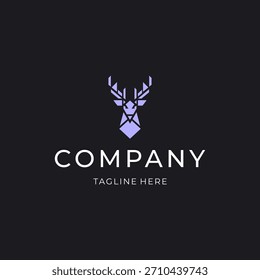 Deer head logo design. geometric animal flat icon illustration vector
