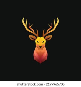 Deer head logo design gradient vector