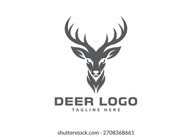 Diseño de logotipo de cabeza de ciervo. logo icono Ilustración vectorial silueta	