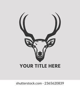 Logo-Design für Hirsch, Logo-Linien für Hirsche. Freies Etikett für Wildrinder. Elchantler unterschreiben. Wildtier-Symbol Vektorgrafik. Logo des Hirschjägers, Vorlage und Vektorgrafik