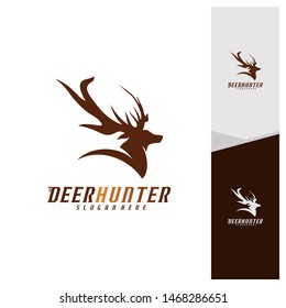 Deer Head logo design template vector. Luxury Deer Hunt logo vector template