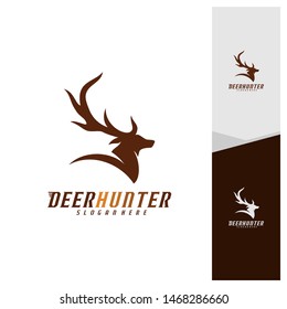 Deer Head logo design template vector. Luxury Deer Hunt logo vector template