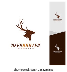 Deer Head logo design template vector. Luxury Deer Hunt logo vector template