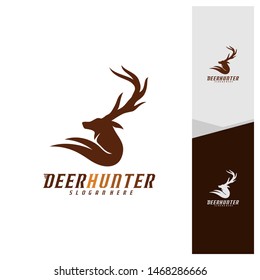 Deer Head logo design template vector. Luxury Deer Hunt logo vector template