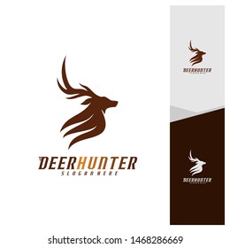 Deer Head logo design template vector. Luxury Deer Hunt logo vector template