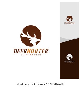 Deer Head logo design template vector. Luxury Deer Hunt logo vector template