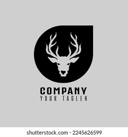 deer head logo design template in circle, suitable for sport, company logo template