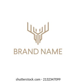 Deer Head Logo Design Vector. Stylized geometric shape deer logotype