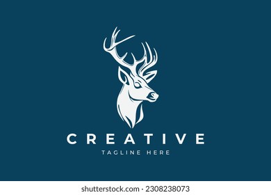 Deer Head Logo Design. Deer Logo Vector illustration. Stylized geometric shape deer logotype.