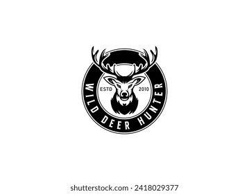 Deer Head Logo Design. Deer Logo Vector illustration. Deer hunter logo