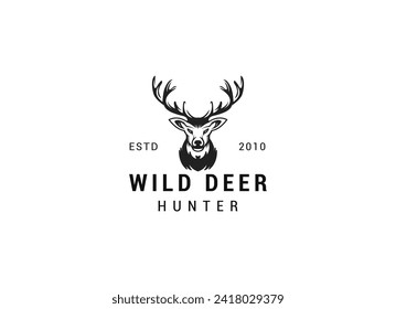 Deer Head Logo Design. Deer Logo Vector illustration. Deer hunter logo