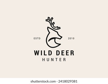 Deer Head Logo Design. Deer Logo Vector illustration. Deer hunter logo