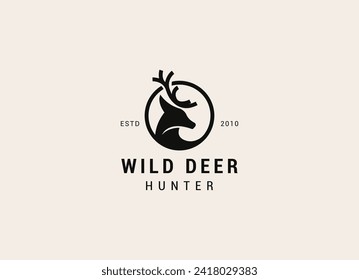 Deer Head Logo Design. Deer Logo Vector illustration. Deer hunter logo