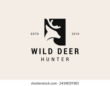 Deer Head Logo Design. Deer Logo Vector illustration. Deer hunter logo