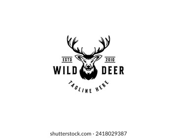 Deer Head Logo Design. Deer Logo Vector illustration. Deer hunter logo