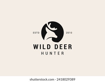 Deer Head Logo Design. Deer Logo Vector illustration. Deer hunter logo