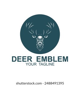 Deer Head Logo Design. Deer Logo Vector illustration. this logo suitable for hunting, adventure, and community