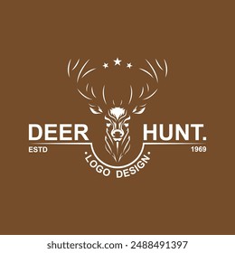 Diseño de logotipo de cabeza de ciervo. Ilustración vectorial con el logo de Deer. este logo es adecuado para la caza, la aventura y la comunidad