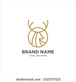 Deer Head Logo Design,deer in circle concept