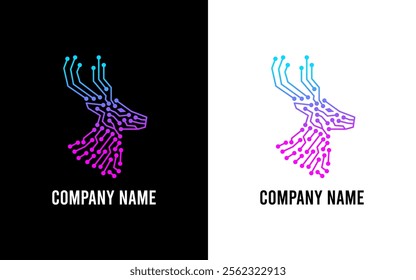 deer head logo designs with circuit board styling are ideal for tech companies seeking unique branding elements with a modern twist.