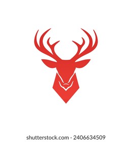 Deer head logo flat vector design