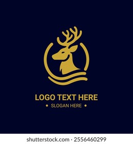Deer head logo. Geometric icon and nature emblem