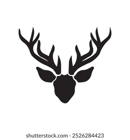 Logo-Symbol für Hirschkopf. Abstrakte Zeichnung Hirsch mit Hörnern