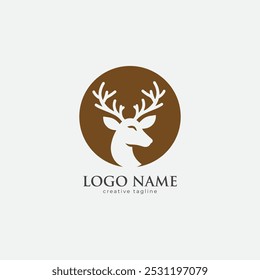 Ícone de logotipo de cabeça de veado modelo de vetor de design