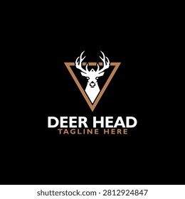 Deer head logo icon isolated on black background