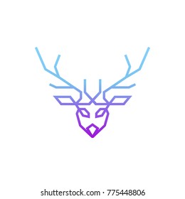 Deer head logo illustration with gradient color isolated template