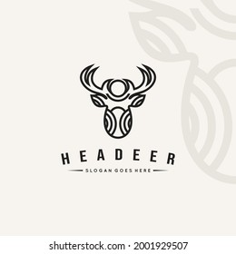 Plantilla de arte de la línea del logotipo de la cabeza del Deer Ilustración del icono vectorial