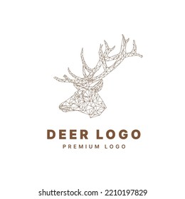 Deer Head Logo with Line Art Style. Vector polygonal illustration