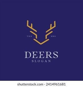 Deer Head Logo Line Art Vintage Style Hunting Club Symbol With Unique And Luxurious Shape