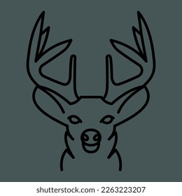 Deer head logo, linear icon. editable stroke