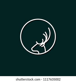 Deer head for logo or sign in circle for artwork with line drawing design