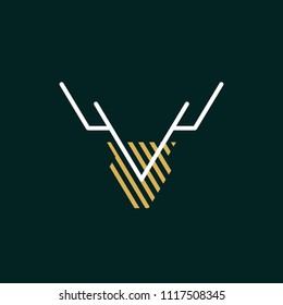 Deer head for logo or sign for graphic with line drawing design