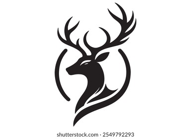 Deer head logo silhouette vector illustration