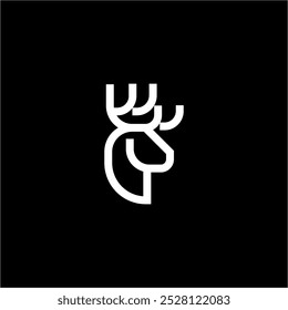 Logotipo de Deer Head, con Vector de estilo geométrico de línea atrevida moderno y minimalista simple