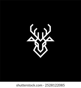 Deer Head logo, with simple minimalist modern bold line geometric style vector