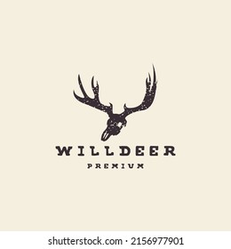 deer head logo  deer skull and antlers vector icon illustration design