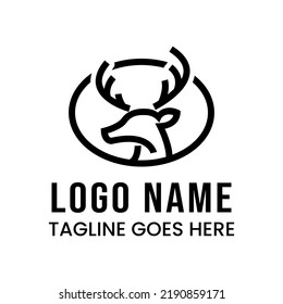 deer head logo in stripes on isolated background