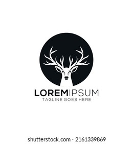 Deer Head Logo Template Deer Antlers Stock Vector (Royalty Free ...