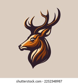 deer head logo vector animal mascot illustration isolated  design template