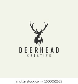 deer head logo - vector illustration on a light background