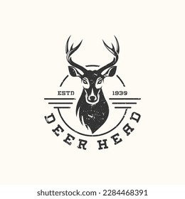 deer head logo with vintage design concept
