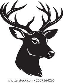 deer head looking side silhouette black and white 