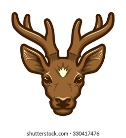 Deer head mascot.