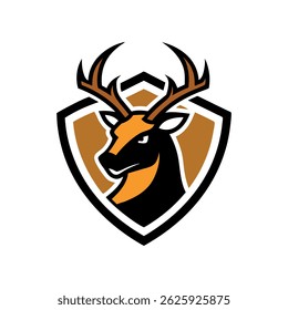 deer head mascot logo design with modern shield emblem style