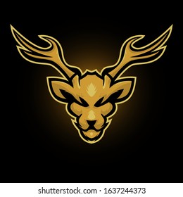 DEER HEAD MASCOT LOGO , DEER E SPORT TEAM BADGE