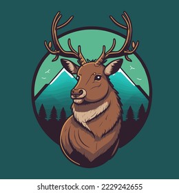 Deer Head Mascot Logo Illustration for Poster Design
